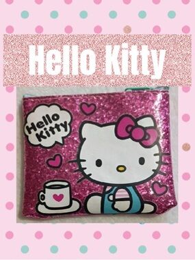 Hello Kitty Glitter Coin Purse in Hot Pink with Teal Accent